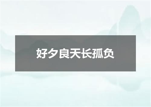 好夕良天长孤负