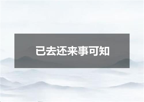 已去还来事可知