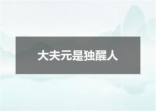 大夫元是独醒人