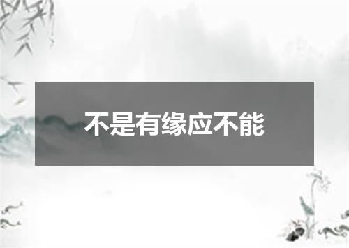 不是有缘应不能