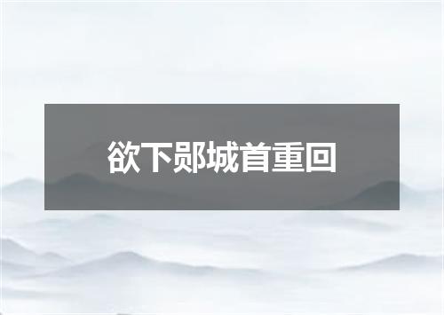 欲下郧城首重回