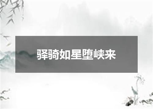 驿骑如星堕峡来