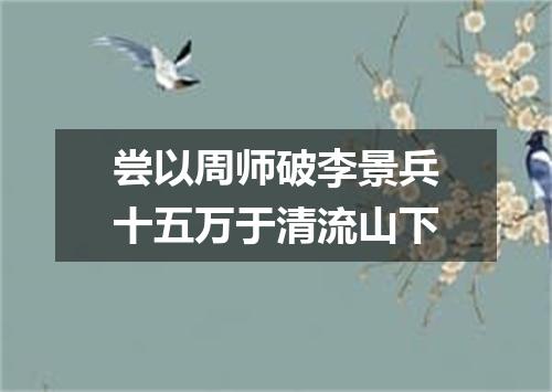 尝以周师破李景兵十五万于清流山下