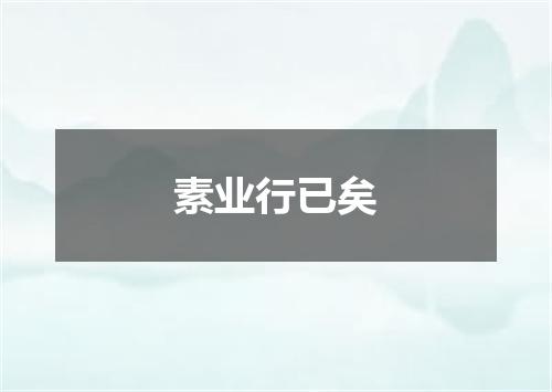 素业行已矣