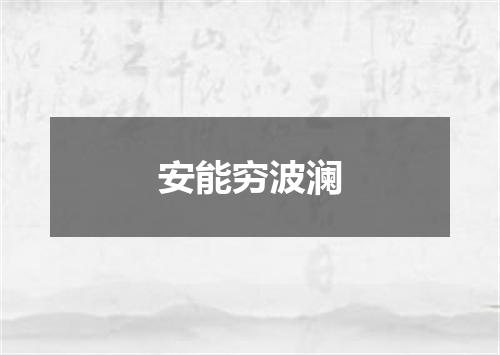 安能穷波澜