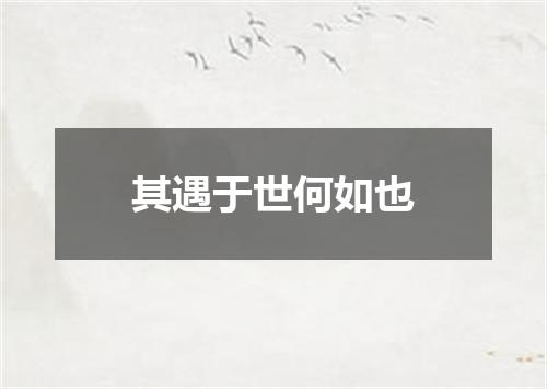 其遇于世何如也