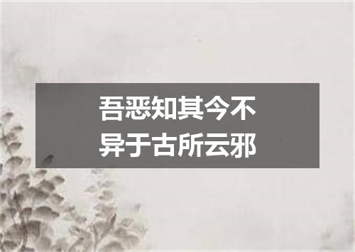 吾恶知其今不异于古所云邪