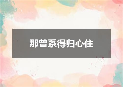 那曾系得归心住
