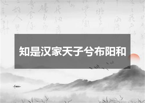 知是汉家天子兮布阳和