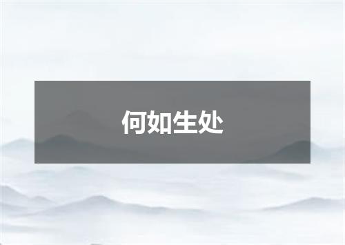 何如生处