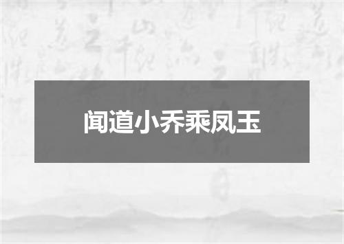 闻道小乔乘凤玉