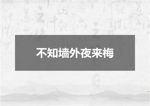 不知墙外夜来梅