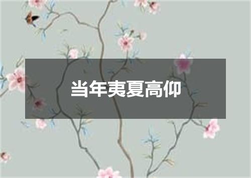 当年夷夏高仰