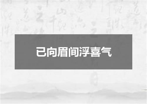 已向眉间浮喜气