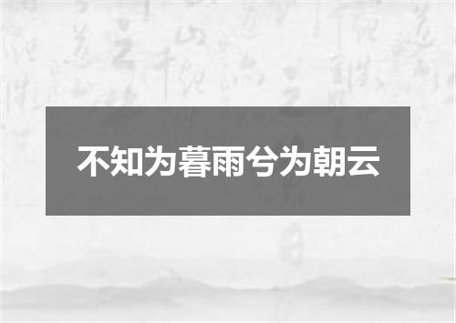 不知为暮雨兮为朝云