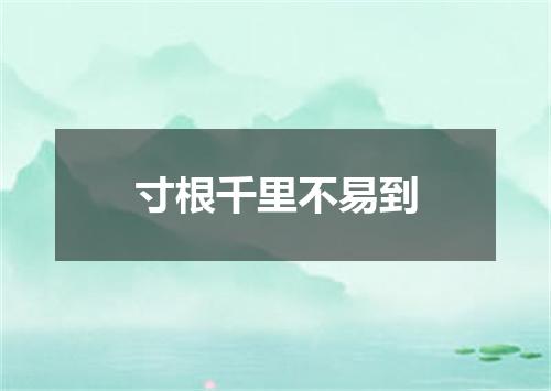 寸根千里不易到