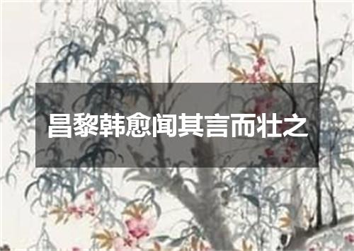 昌黎韩愈闻其言而壮之