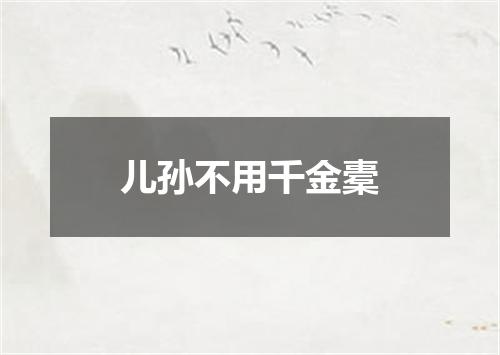 儿孙不用千金橐