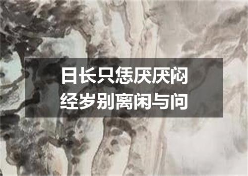 日长只恁厌厌闷经岁别离闲与问