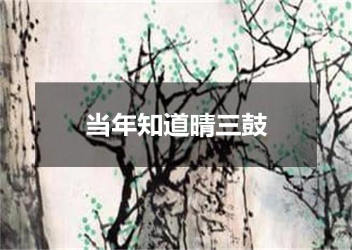 当年知道晴三鼓