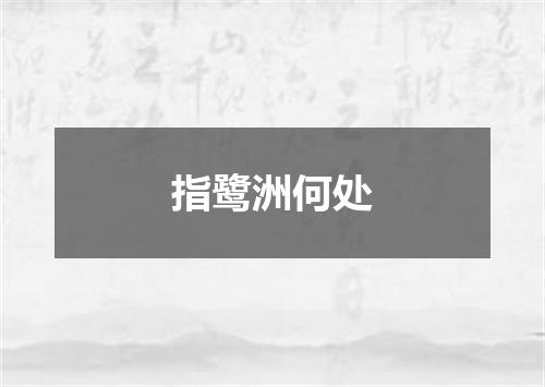 指鹭洲何处