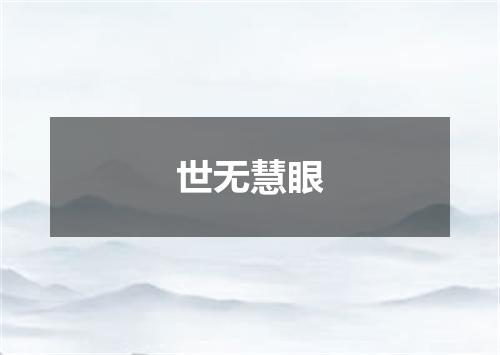 世无慧眼