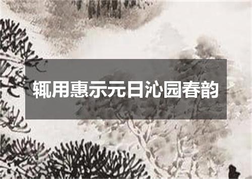 辄用惠示元日沁园春韵