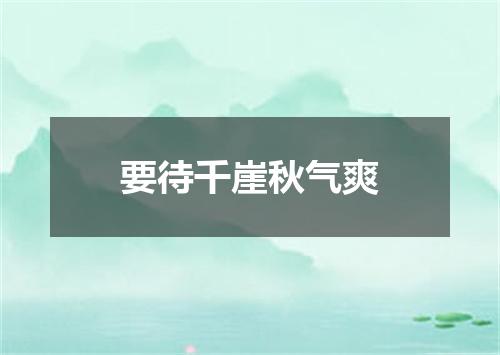 要待千崖秋气爽