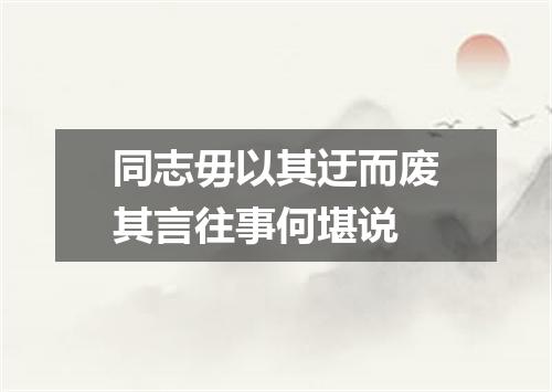 同志毋以其迂而废其言往事何堪说