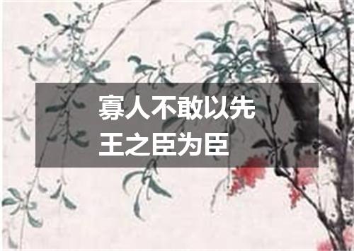 寡人不敢以先王之臣为臣