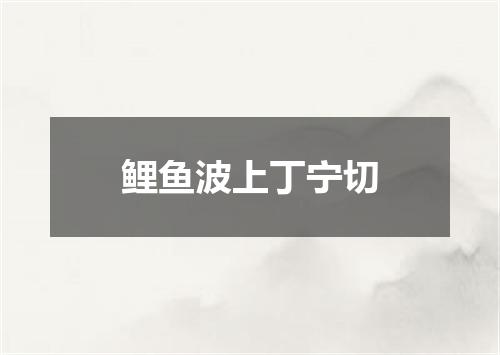 鲤鱼波上丁宁切