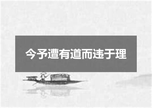 今予遭有道而违于理