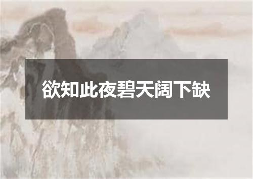 欲知此夜碧天阔下缺