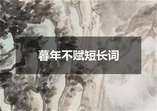 暮年不赋短长词