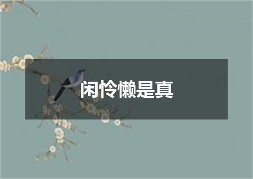 闲怜懒是真