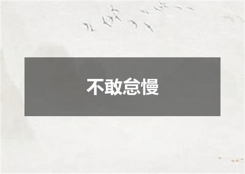 不敢怠慢