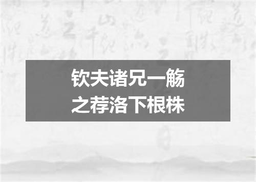 钦夫诸兄一觞之荐洛下根株