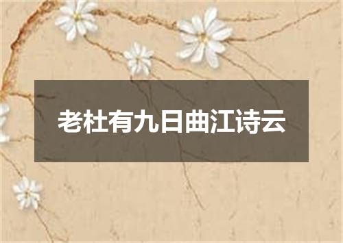老杜有九日曲江诗云