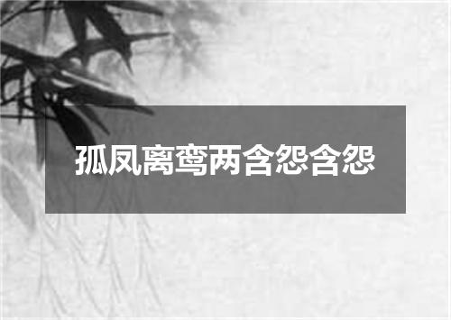 孤凤离鸾两含怨含怨