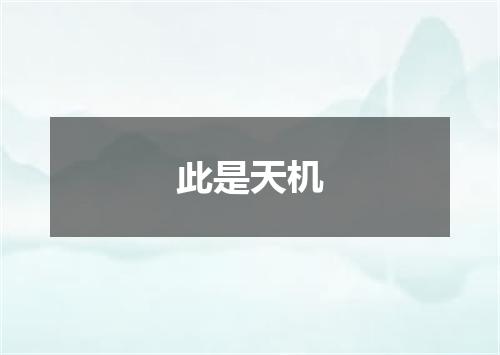 此是天机