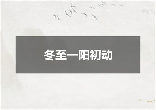 冬至一阳初动