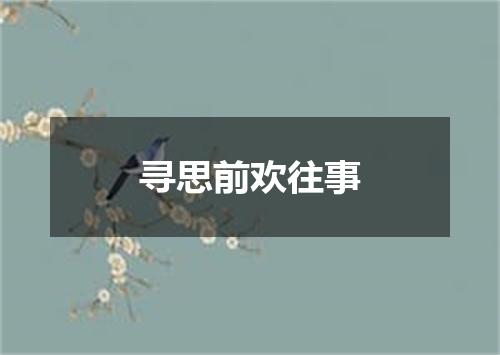 寻思前欢往事