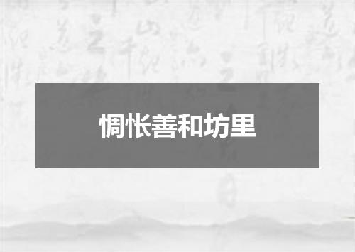 惆怅善和坊里