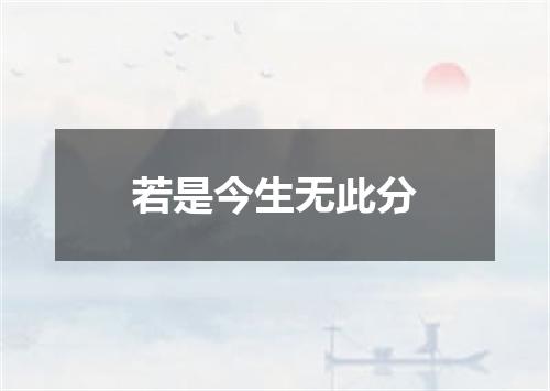若是今生无此分