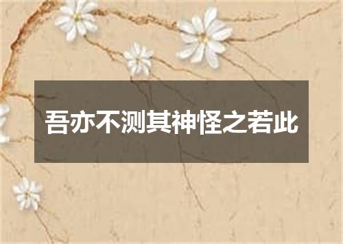 吾亦不测其神怪之若此