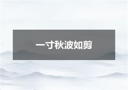 一寸秋波如剪