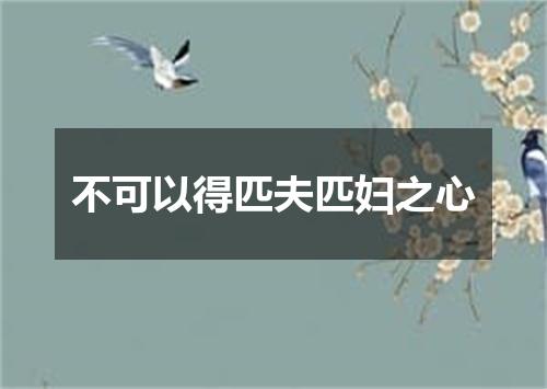 不可以得匹夫匹妇之心