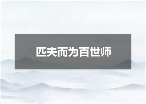匹夫而为百世师