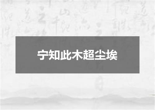 宁知此木超尘埃