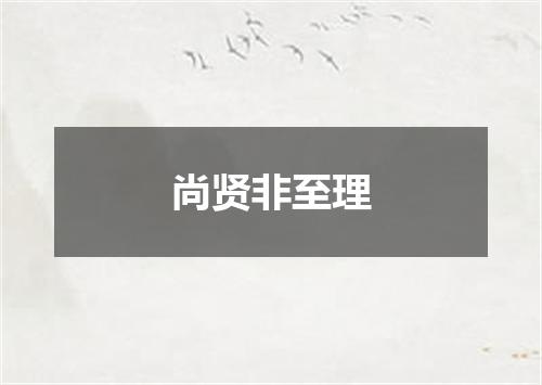 尚贤非至理